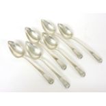 A set of six Portuguese silver spoons, with pointed bowls, 8oz