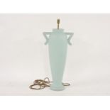 A large twin handled grey painted vase shaped table lamp base, 80cm tall