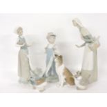 Six Lladro figures, including a collie and two birds