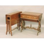 A 19th century walnut folding top work table, 70cm wide, and a Sutherland table, 76cm wide