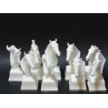 Nine Royal Worcester horse head ornaments, all marked, printed marks, highest 13.5cm