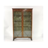 A late 19th/early 20th century mahogany and crossbanded astragal glazed display cabinet, doors