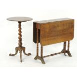 A Victorian mahogany lamp table, with tapering barley twist column, on outswept legs, 72cm high, and