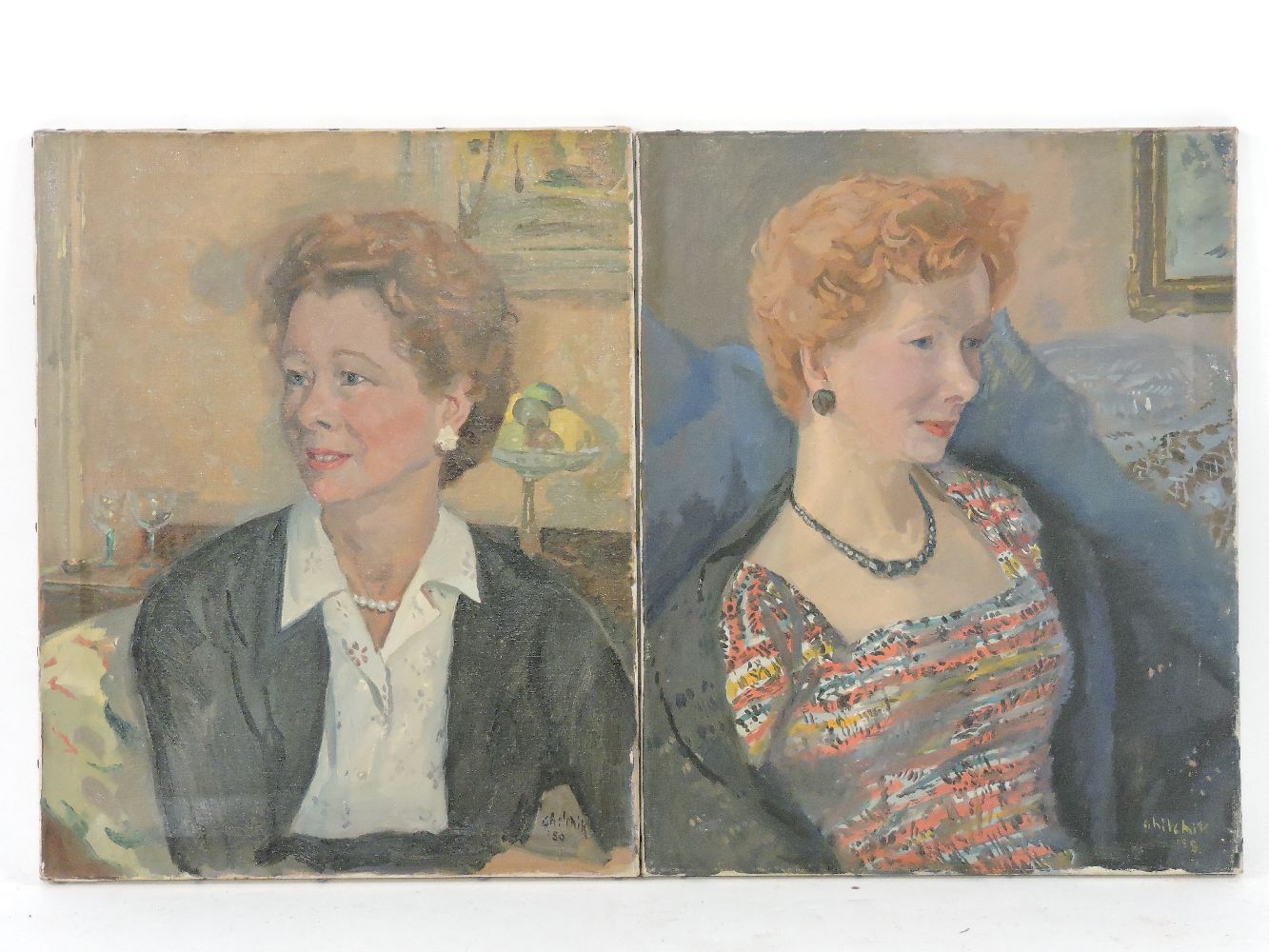 David Ghilchik ‘PORTRAIT STUDY ONE’;‘PORTRAIT STUDY TWO’A pair, signed, oil on canvas50.5 x 41cm