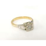 An 18ct gold brilliant cut single stone diamond ring, in box collet illusion setting, 18ct gold