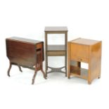 A mahogany single drawer night stand, a Sutherland table, 72cm high and 61cm high, and an Art Deco