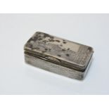 A Russian niello snuff box, stamped marks, 6.5cm long