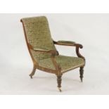 A William IV rosewood library chair, with floral upholstery, 100cm high