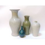 Four Chinese porcelain vases, each with a ge-type crackled ground, 20cm to 46cm