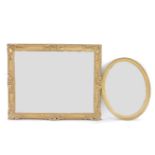 Two gilt mirrors, a rectangular mirror, 91 x 112cm, and another oval, 59 x 77cm
