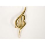 A gold scrolling initial brooch, tested as approximately 18ct gold, 8.0g