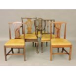 Five various mahogany dining chairs, comprising two elbow chairs and three singles