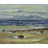 *James Fullarton (Scottish, b.1946)'ISLE OF ARRAN FROM AYR'Signed and dated '73 l.l., inscribed on