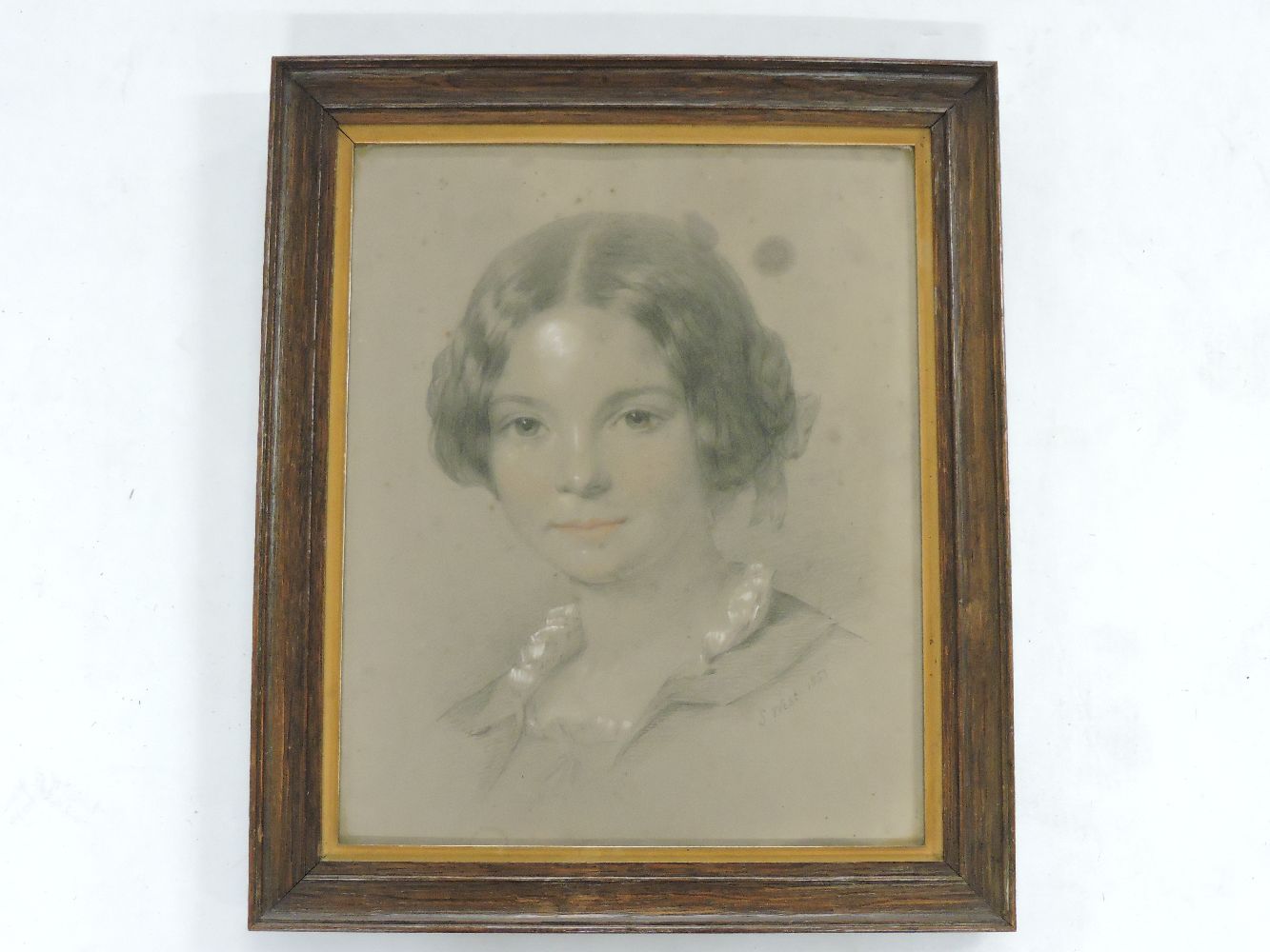 S West (b.1851)PORTRAIT OF A LADYPencil and colour chalks45.5 x 38.5cm, in a plain oak frame