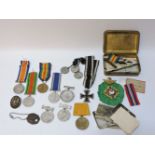 A Kaiser Wilhelm German Prussia Centenary medal 1897, a WW1 German Iron Cross and ribbon, the
