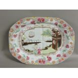 A Spode meat plate,19th century, pattern no 3067, decorated with a 'Chinese' scene of figures,