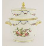 A Derby porcelain ice pail,c.1820, painted with fruit, with floral garlands and ribbons, and gilt