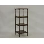 A George III style mahogany four tier whatnot, 45.5cm square x 122cm high