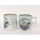 A pair of 19th century Staffordshire Grace Darling printed commemorative mugs