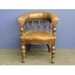 A Victorian tub chair, and another elbow chair