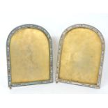 A pair of Victorian mosaic arched photograph frames, with easel backs, 25 x 18.5cm