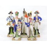 Five porcelain Capodimonte soldiers, makers marks to the underside, ex Sotherbys, fox collection ?