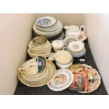 A quantity of decorative plates, a Wedgwood teaset, miscellaneous cups, saucers, dishes and an
