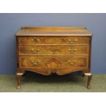 Walnut dressing chest, on short cabriole legs