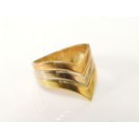 An Italian three colour gold half wishbone ring, marked 750, 4.67g