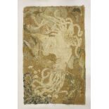 A large embroidered wall hanging, Meiji period, of two ho-o, one standing and the other alighting on