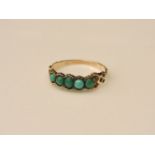 A Victorian gold turquoise ring, later half shank, size Q, 1.8g