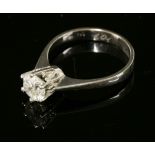 An Austrian white gold, single stone diamond ring,with a brilliant cut diamond, estimated as