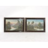 RURAL VIEWS WITH MOUNTAINOUS BACKGROUNDA pair, gouache, c190039.5 x 60cm