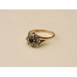 A 9ct gold sapphire and diamond ring, size L, 2.9g