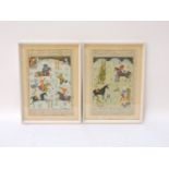 A pair of Persian watercolours, of huntsmen and the other of polo players,24 x 16cm