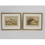After George Morland, Thomas Vivares 1797,DOGSa pair, soft ground etching, hand coloured in