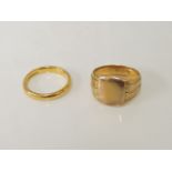 A 22ct gold wedding ring, and a 9ct gold signet ring