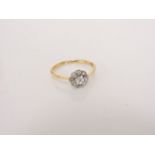 A gold diamond cluster ring, marked 18ct, size O½, 2.42g