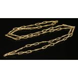 A 9ct gold twisted figure of eight link chain, c.1970,with elongated twisted oval links with a