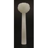A good white jade Ruyi Sceptre,second half of the 19th century, of small size, crisply carved and