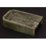 A jade Ink Stone,Qing dynasty (1644-1911), of plain form, the stone of a grey-green tone,13.