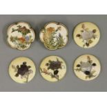 Four Shibayama plaques, each ivory and inlaid in various materials including mother-of-pearl with