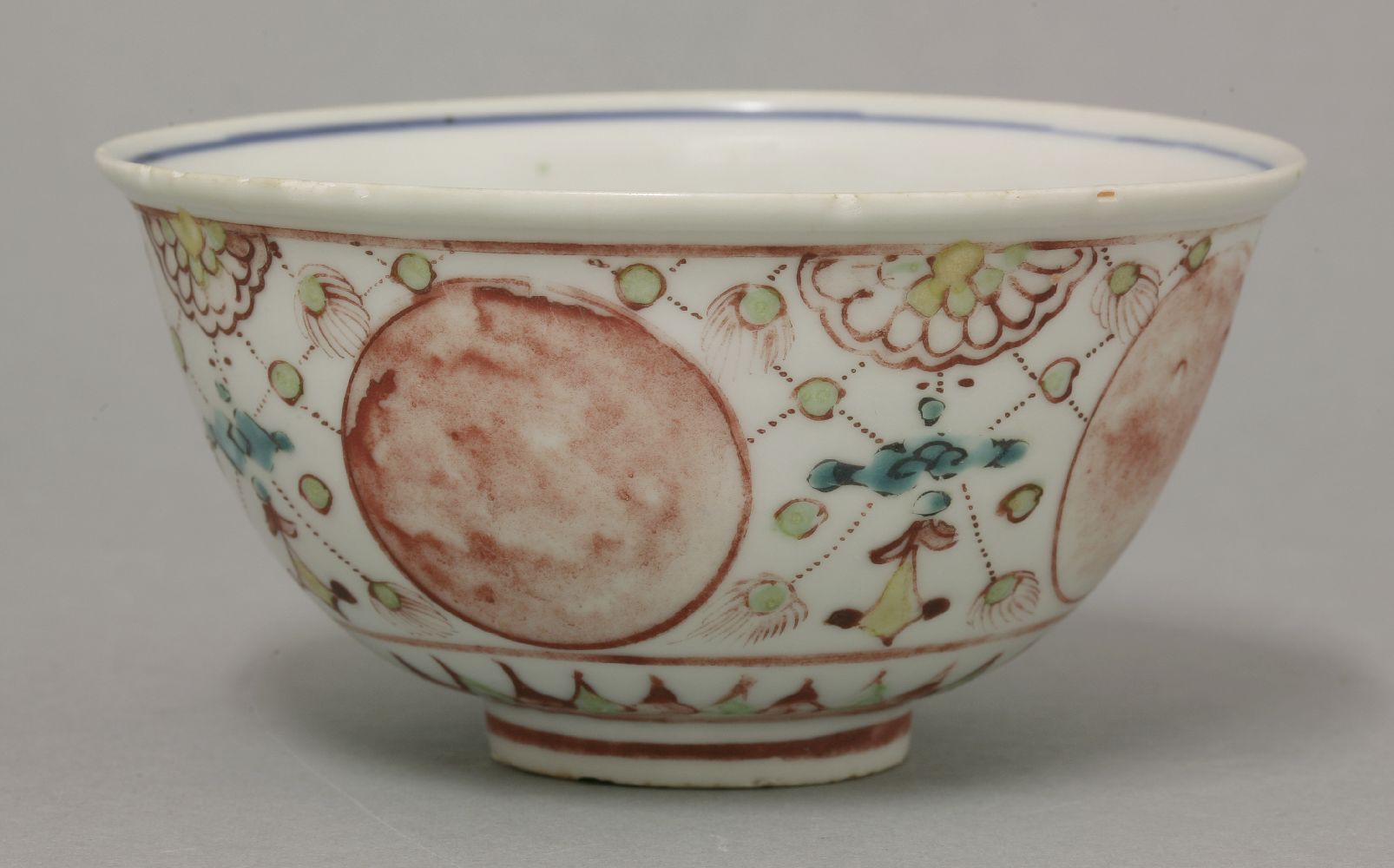 A rare Bowl,Jiajing (1522-1566), the interior underglaze blue with an egret and lotus, the