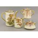 A part coffee service, c.1910, the 'Satsuma' cylindrical body enamelled and gilt with