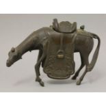 A bronze Incense Burner,late Ming dynasty, in the form of a horse with long embroidered saddlecloth,