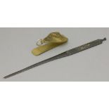 An attractive mixed metal hairpin, mid 19th century, in the form of a kozuka, with relief flowers