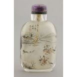 An inside-painted glass Snuff Bottle,signed Zhang Baotian, dated year of Gengzi (1900), of