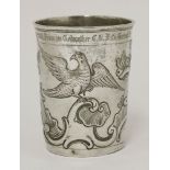 A late 18th century Russian silver beaker,by Alexei Kosinov, Moscow 1790,of tapering cylindrical