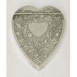 A Chinese silver heart-shaped snuff box, HBmaker's mark 'MR' or 'MK', second and third quarter of