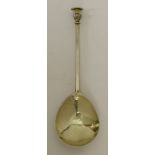 An unascribed provincial silver gilt seal-top spoon,possibly 17th century East Anglian, Waveney